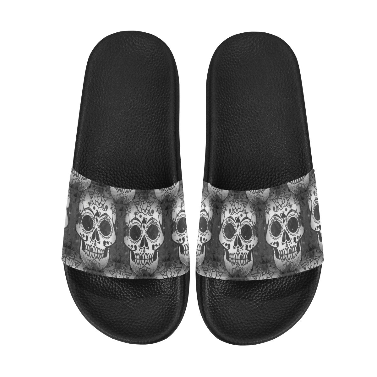 new skull allover pattern by JamColors Men's Slide Sandals (Model 057)