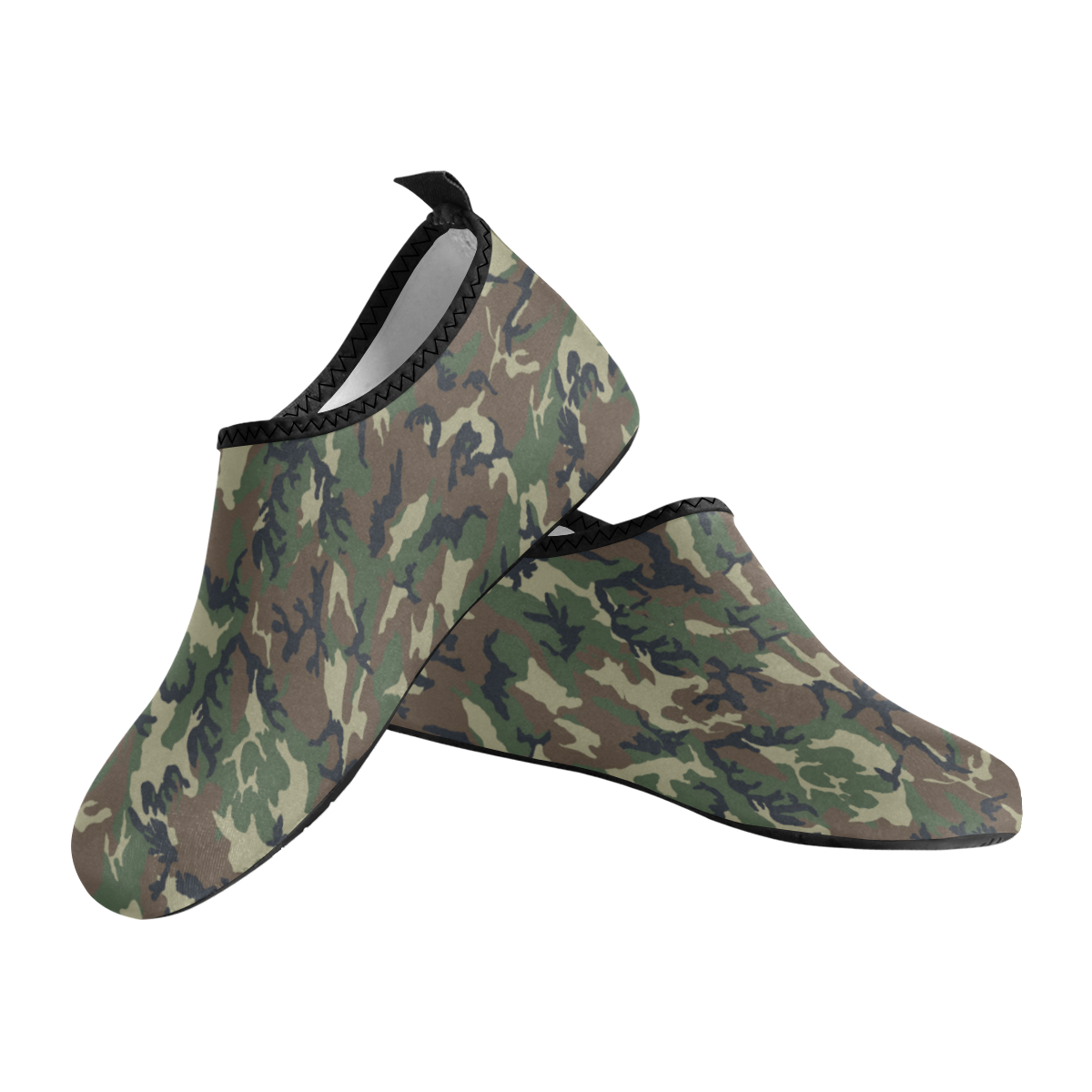 Woodland Forest Green Camouflage Women's Slip-On Water Shoes (Model 056)