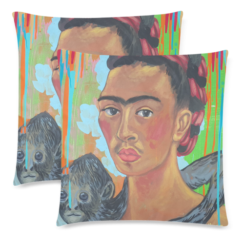 Frida Kahlo y Fulang Chang Custom Zippered Pillow Cases 18"x 18" (Twin Sides) (Set of 2)