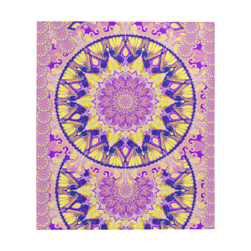 boho mandala yellow purple Quilt 60"x70"
