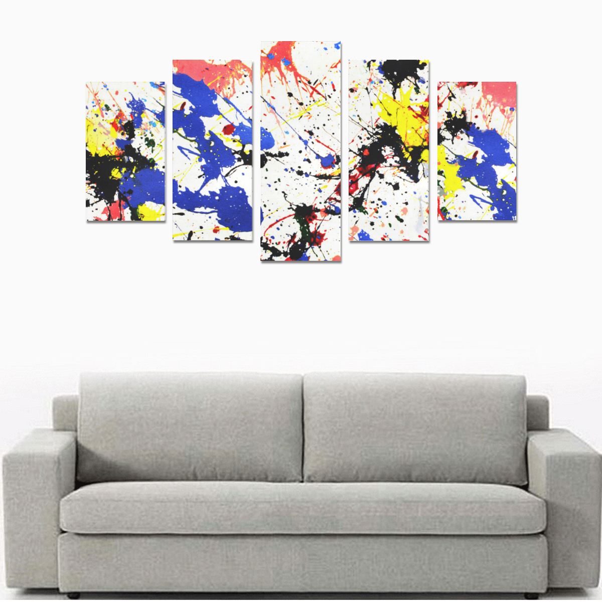 Blue and Red Paint Splatter Canvas Print Sets A (No Frame)