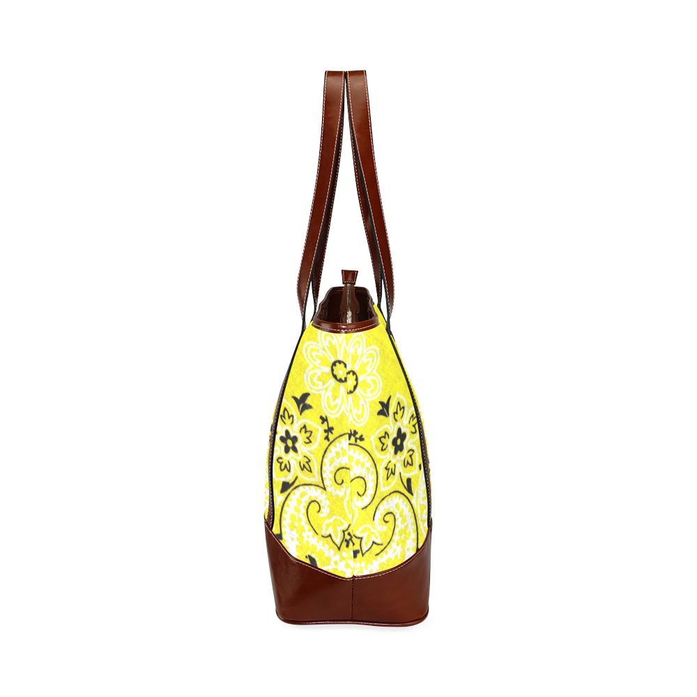 Grunge Yellow Bandana Tote Handbag (Model 1642)