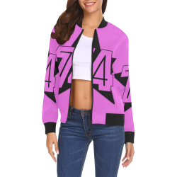 Ms Macc 5 Star III Pink All Over Print Bomber Jacket for Women (Model H19)