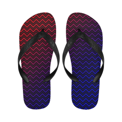 Chevron Black Red and Blue Flip Flops for Men/Women (Model 040)