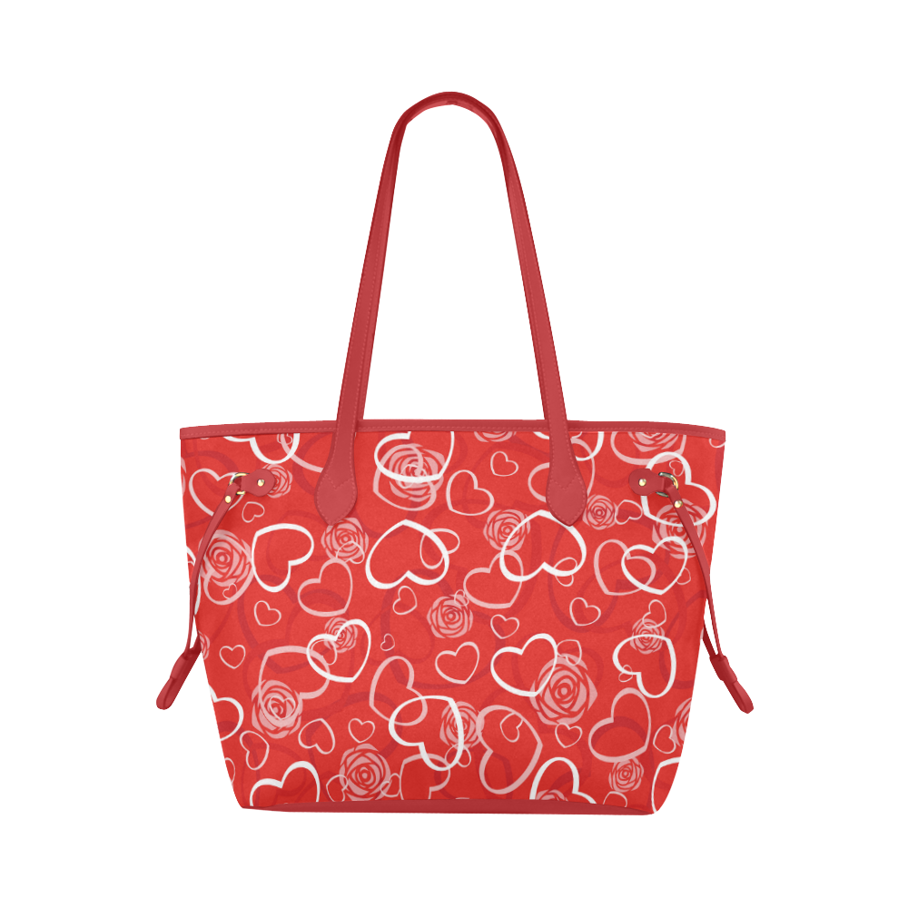 Red Hearts Clover Canvas Tote Bag (Model 1661)
