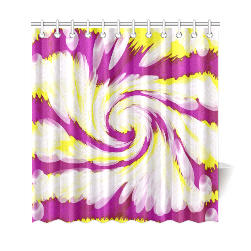 Pink Yellow Tie Dye Swirl Abstract Shower Curtain 69"x72"