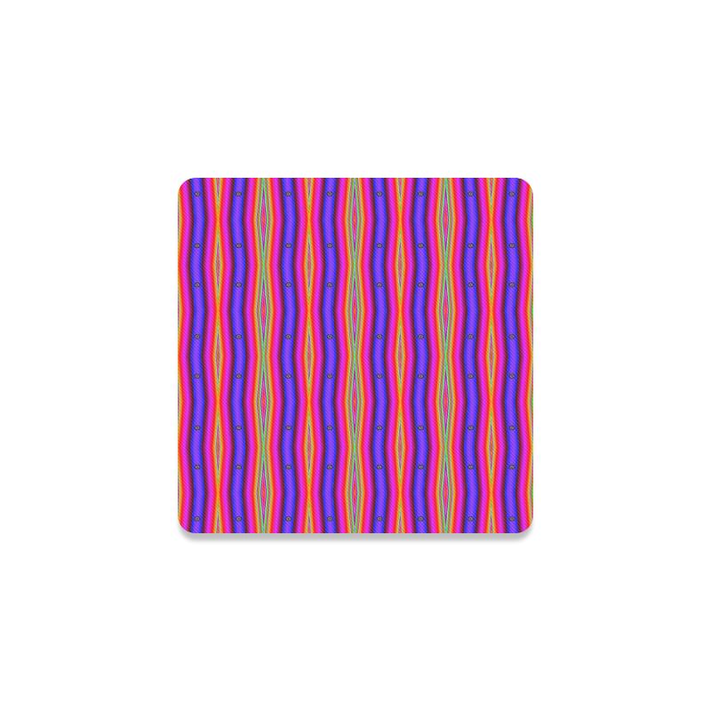 Bright Pink Purple Stripe Abstract Square Coaster