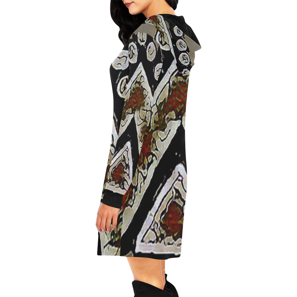 Don't Point4 All Over Print Hoodie Mini Dress (Model H27)