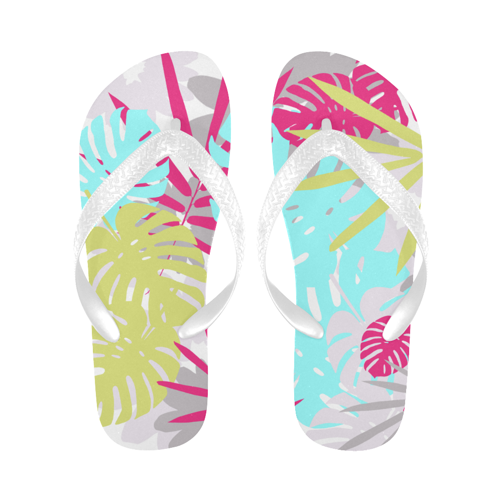 Tropical Colorful Palms Flip Flops for Men/Women (Model 040)