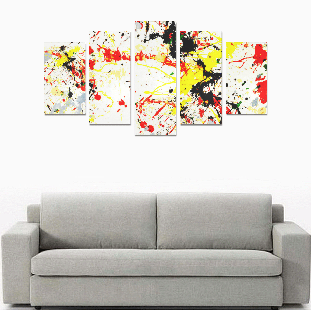 Black, Red, Yellow Paint Splatter Canvas Print Sets A (No Frame)