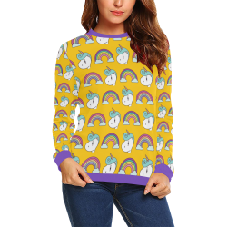 Unicorn Yellow All Over Print Crewneck Sweatshirt for Women (Model H18)