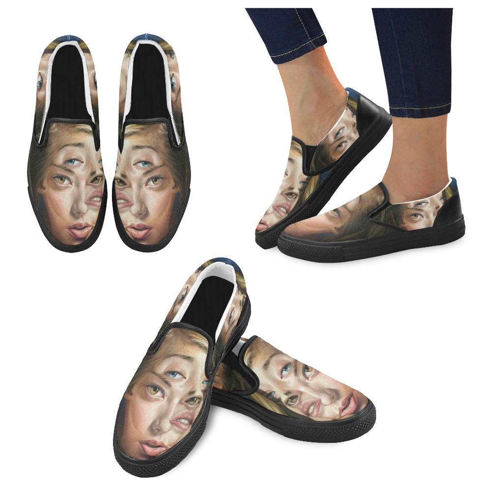 Women's Slip On Canvas Women's Slip-on Canvas Shoes (Model 019)