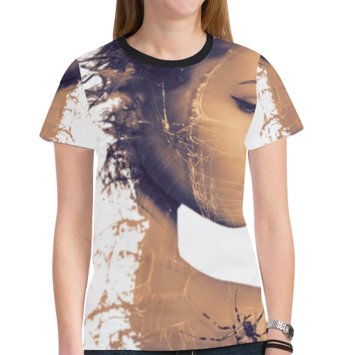 Girl with spider New All Over Print T-shirt for Women (Model T45)