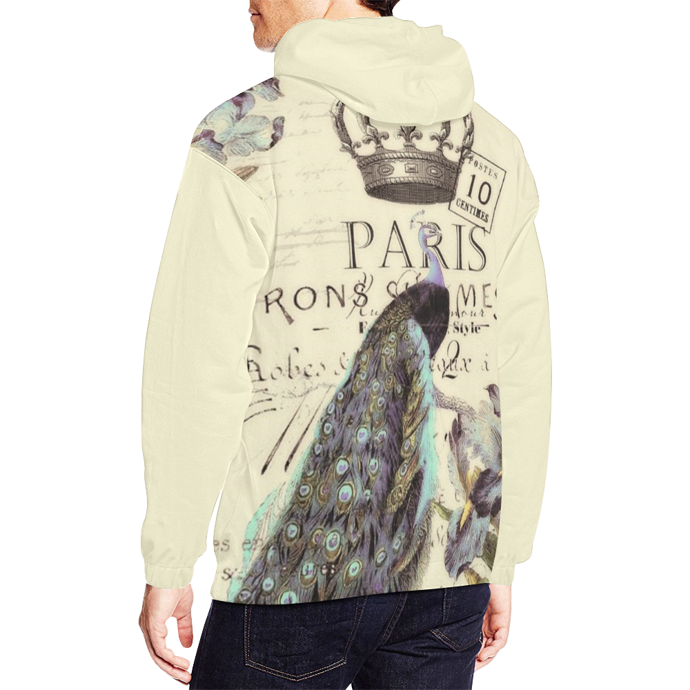 Peacock and crown All Over Print Hoodie for Men/Large Size (USA Size) (Model H13)