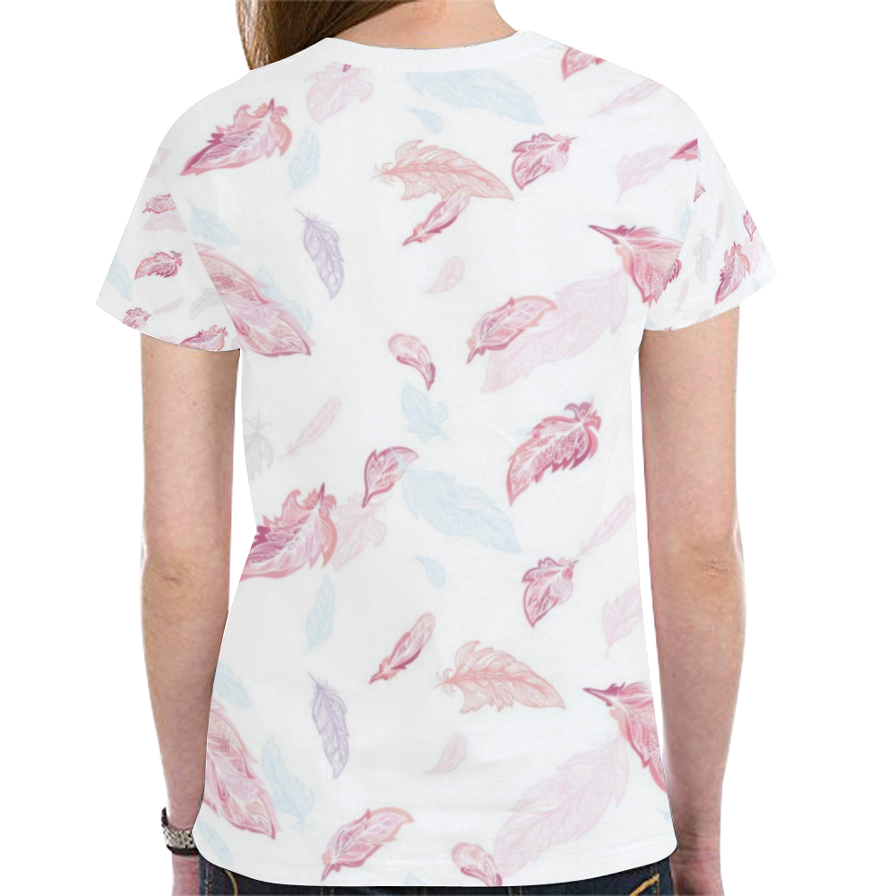 Feathers New All Over Print T-shirt for Women (Model T45)