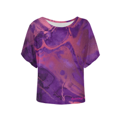 FD's Purple Marble Collection- Women's Purple Marble Blouse 53086 Women's Batwing-Sleeved Blouse T shirt (Model T44)