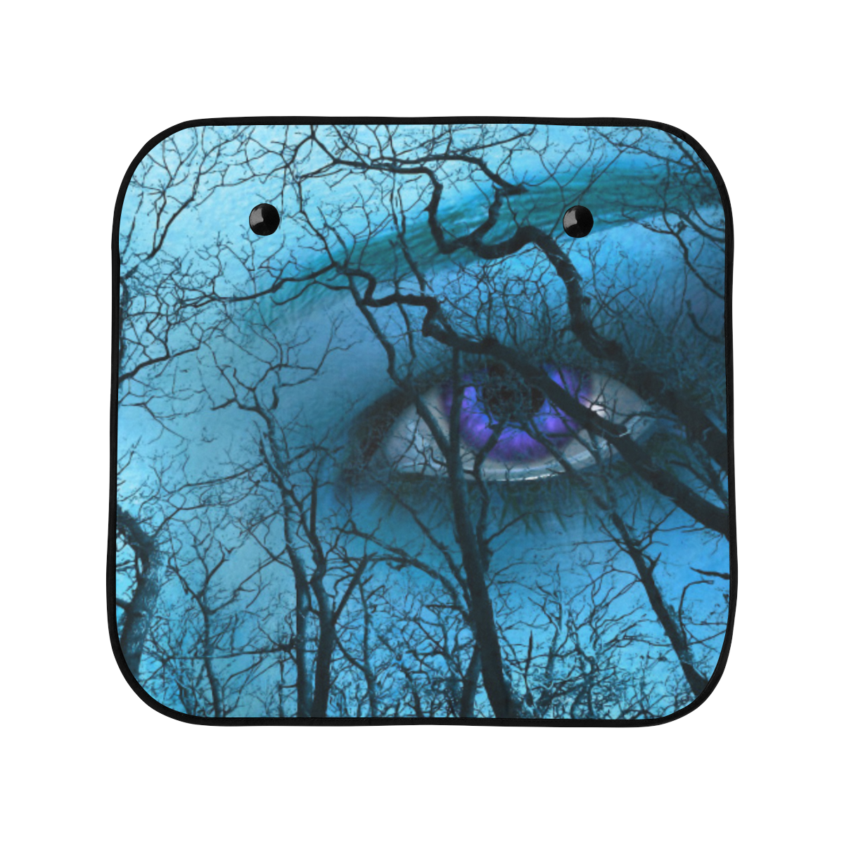 Dark Forest With Looking Eyes In Blue Violet Color Car Sun Shade 28"x28"x2pcs