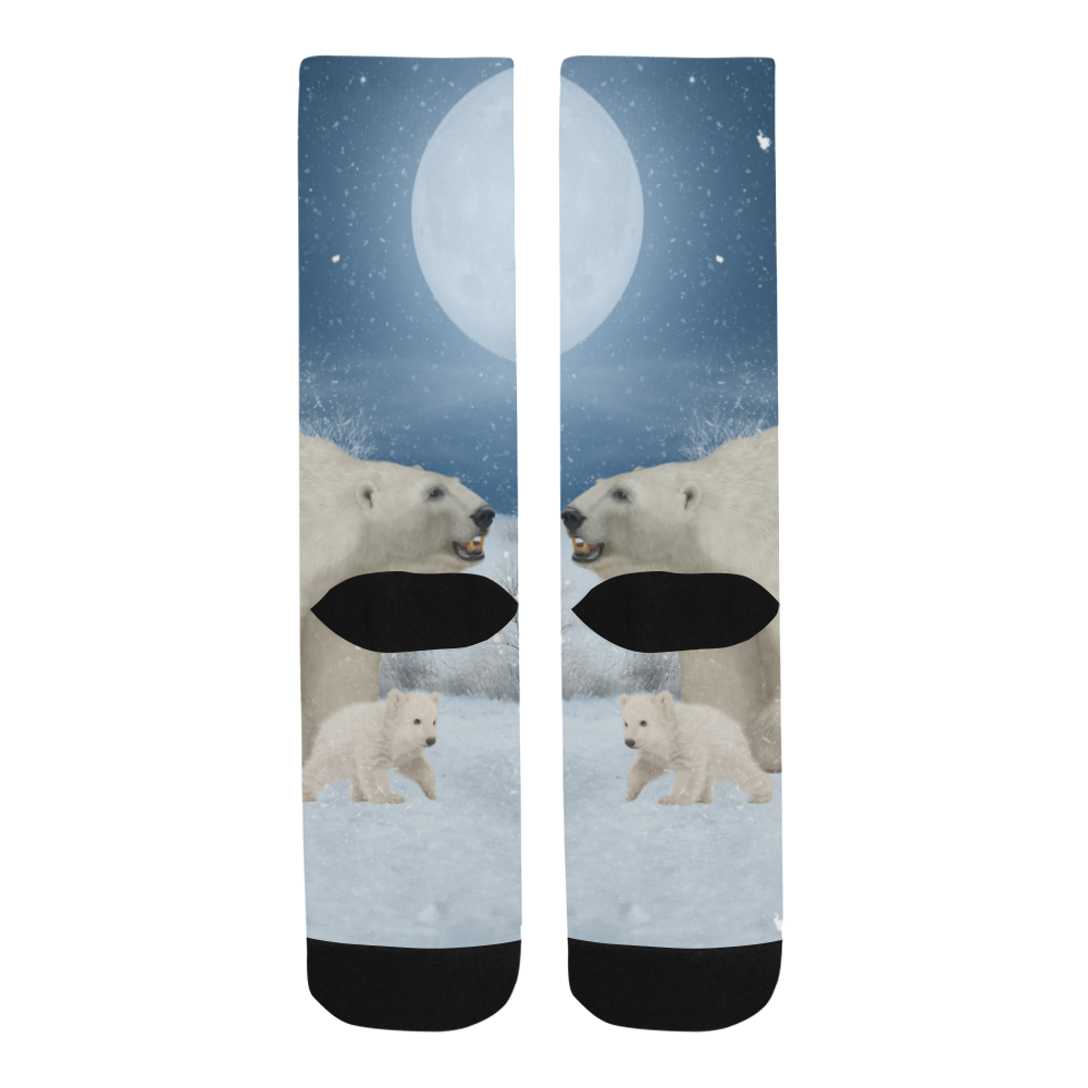 Polar bear mum with polar bear cub Trouser Socks (For Men)