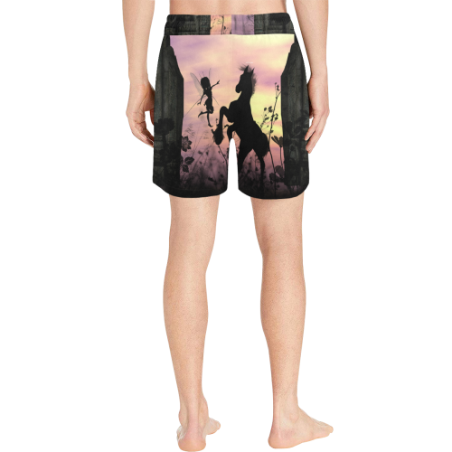 Wonderful fairy with foal in the sunset Men's Mid-Length Swim Shorts (Model L39)