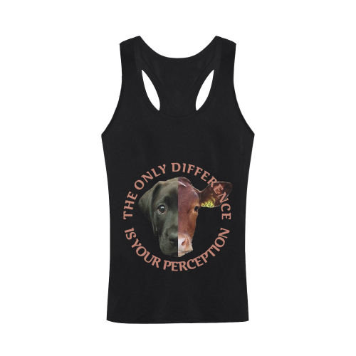 Vegan Cow and Dog Design with Slogan Plus-size Men's I-shaped Tank Top (Model T32)