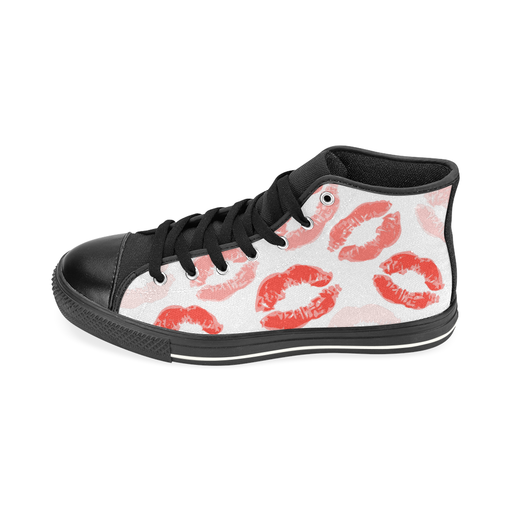 Blowing Kisses High Top Canvas Women's Shoes/Large Size (Model 017)