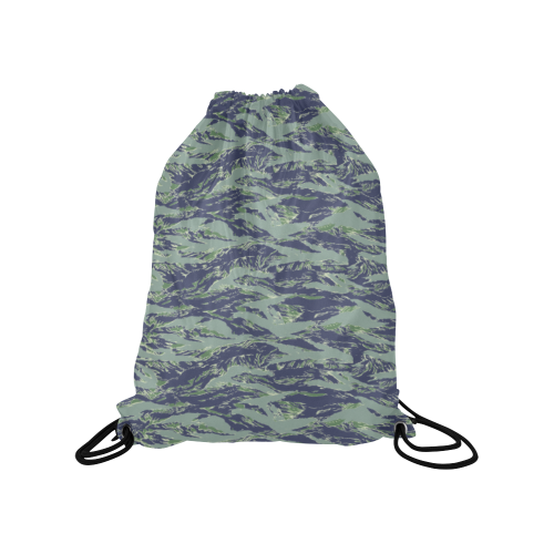 Jungle Tiger Stripe Green Camouflage Medium Drawstring Bag Model 1604 (Twin Sides) 13.8"(W) * 18.1"(H)