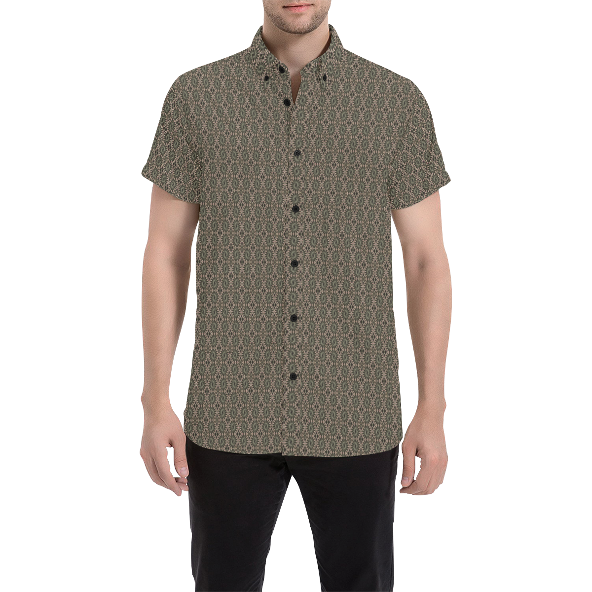 Model #76c| Men's All Over Print Short Sleeve Shirt (Model T53)