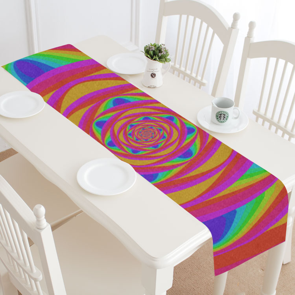 Red pink spiral Table Runner 16x72 inch