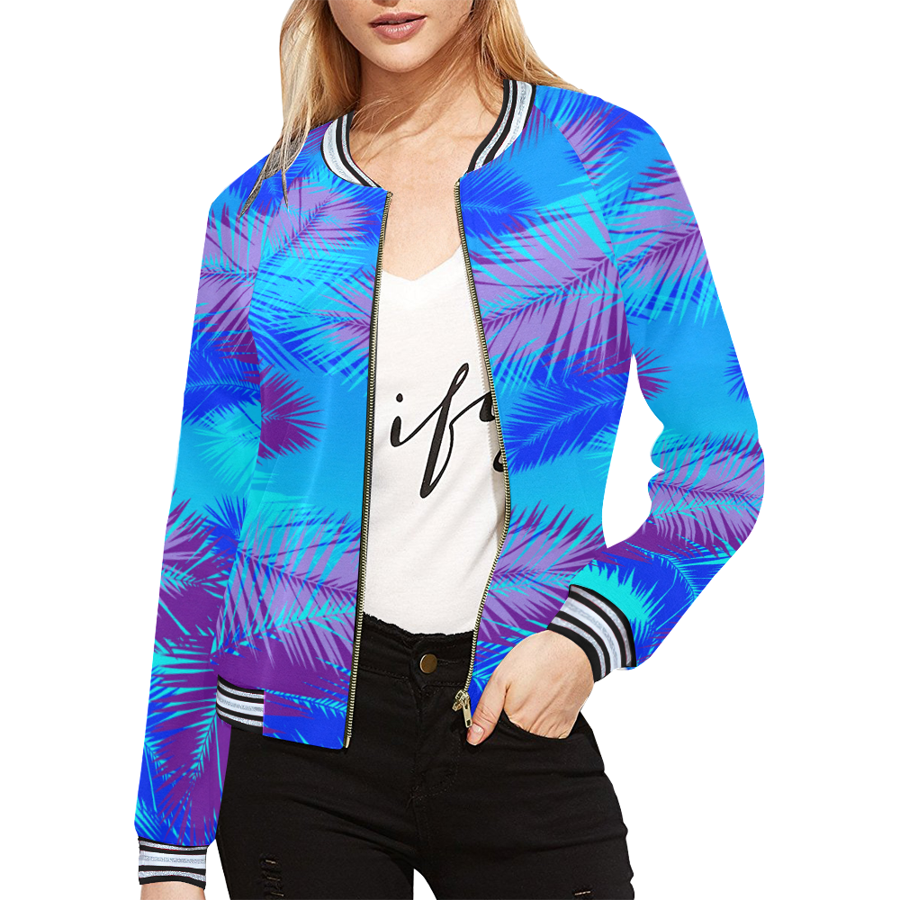Summer Island pop art design All Over Print Bomber Jacket for Women (Model H21)