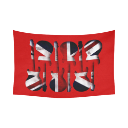 Union Jack British UK Flag Guitars Red Cotton Linen Wall Tapestry 90"x 60"
