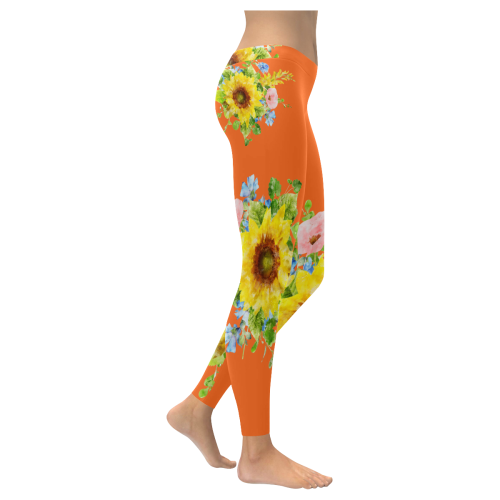 Fairlings Delight's Sunflower Bouquets 53086F2 Women's Low Rise Leggings (Invisible Stitch) (Model L05)