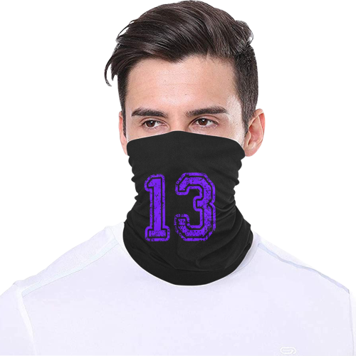 Number 13 Black and Purple Modern  Team Basketball Multifunctional Headwear
