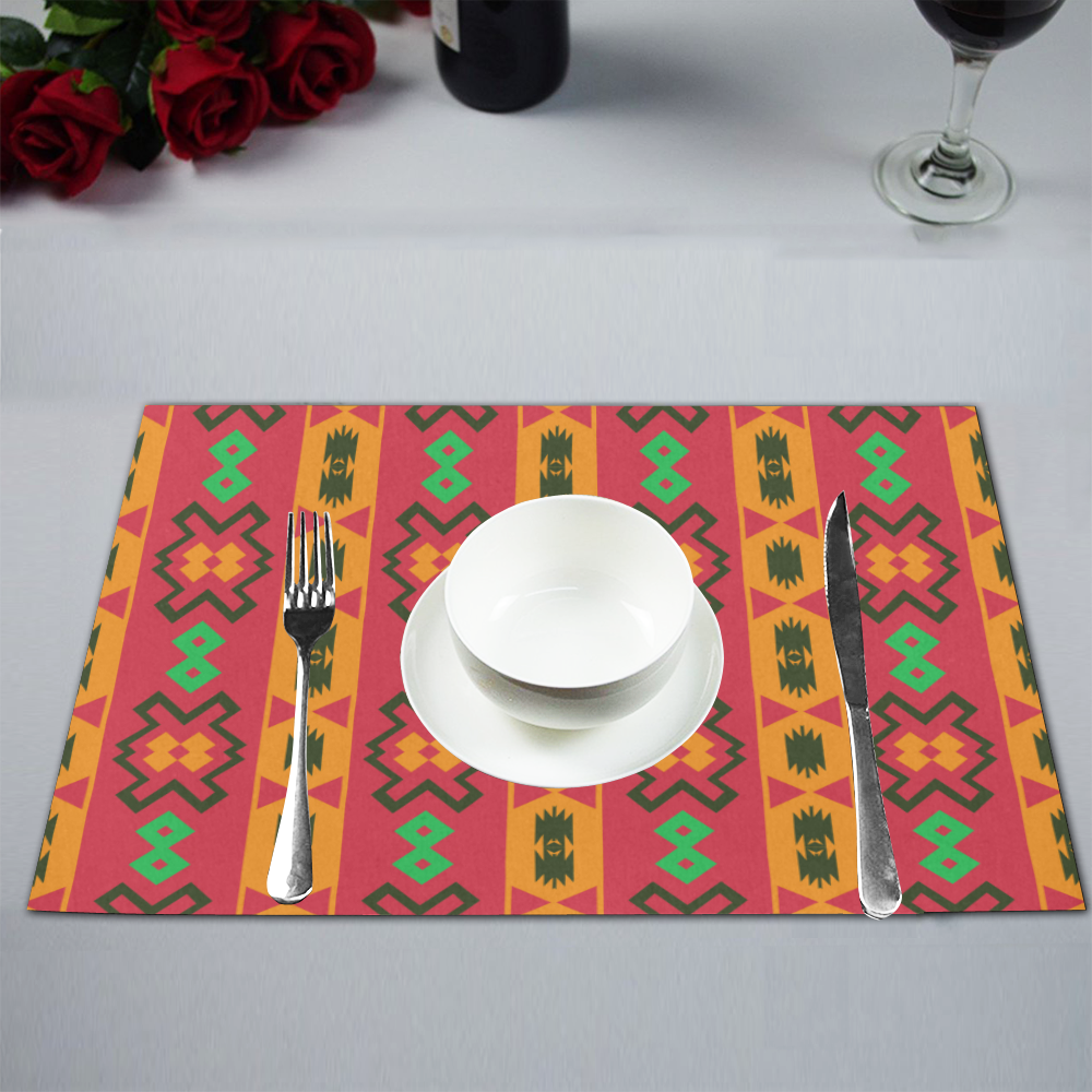 Tribal shapes in retro colors (2) Placemat 12''x18''
