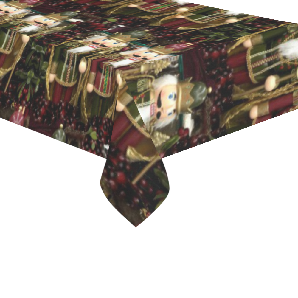 Golden Christmas Nutcrackers Cotton Linen Tablecloth 60"x120"