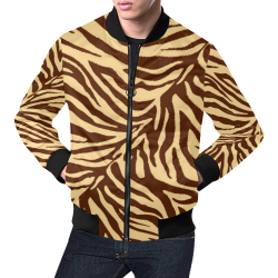 zebra 2 brown animal print stripe All Over Print Bomber Jacket for Men/Large Size (Model H19)
