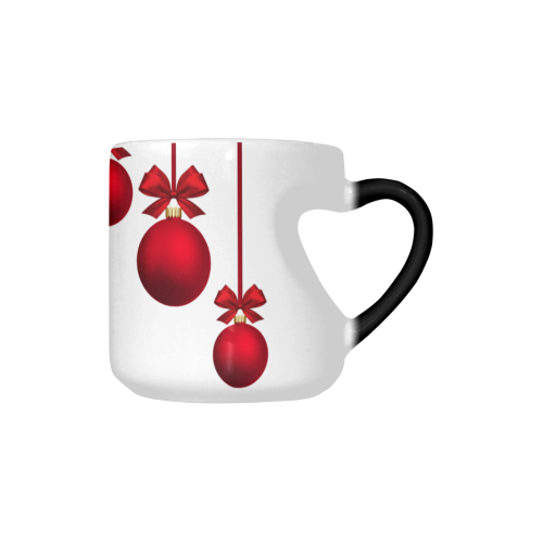 Red Christmas Ornaments with Bows Heart-shaped Morphing Mug