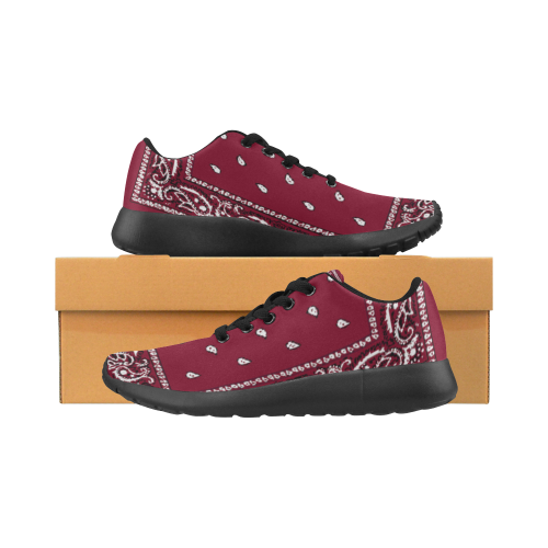 Burgundy Bandana Women-Black Women’s Running Shoes (Model 020)