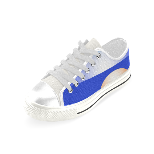 Blue & Orange Low Top Canvas Shoes for Kid (Model 018)