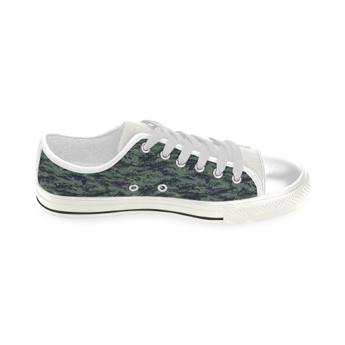 Jungle Tiger Stripe Green Camouflage Low Top Canvas Shoes for Kid (Model 018)