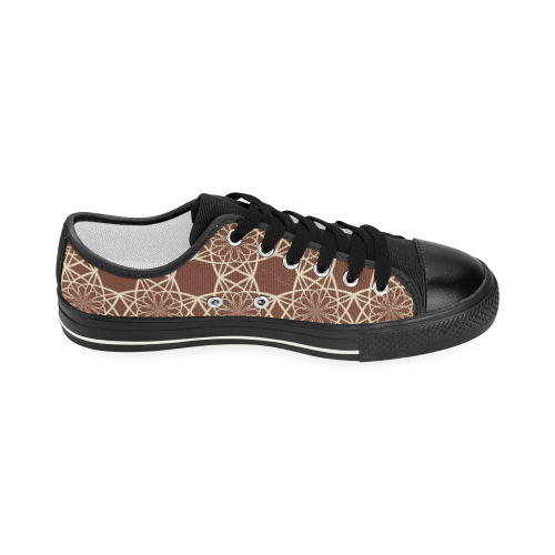 Brown and Beige Flowers Pattern Women's Classic Canvas Shoes (Model 018)