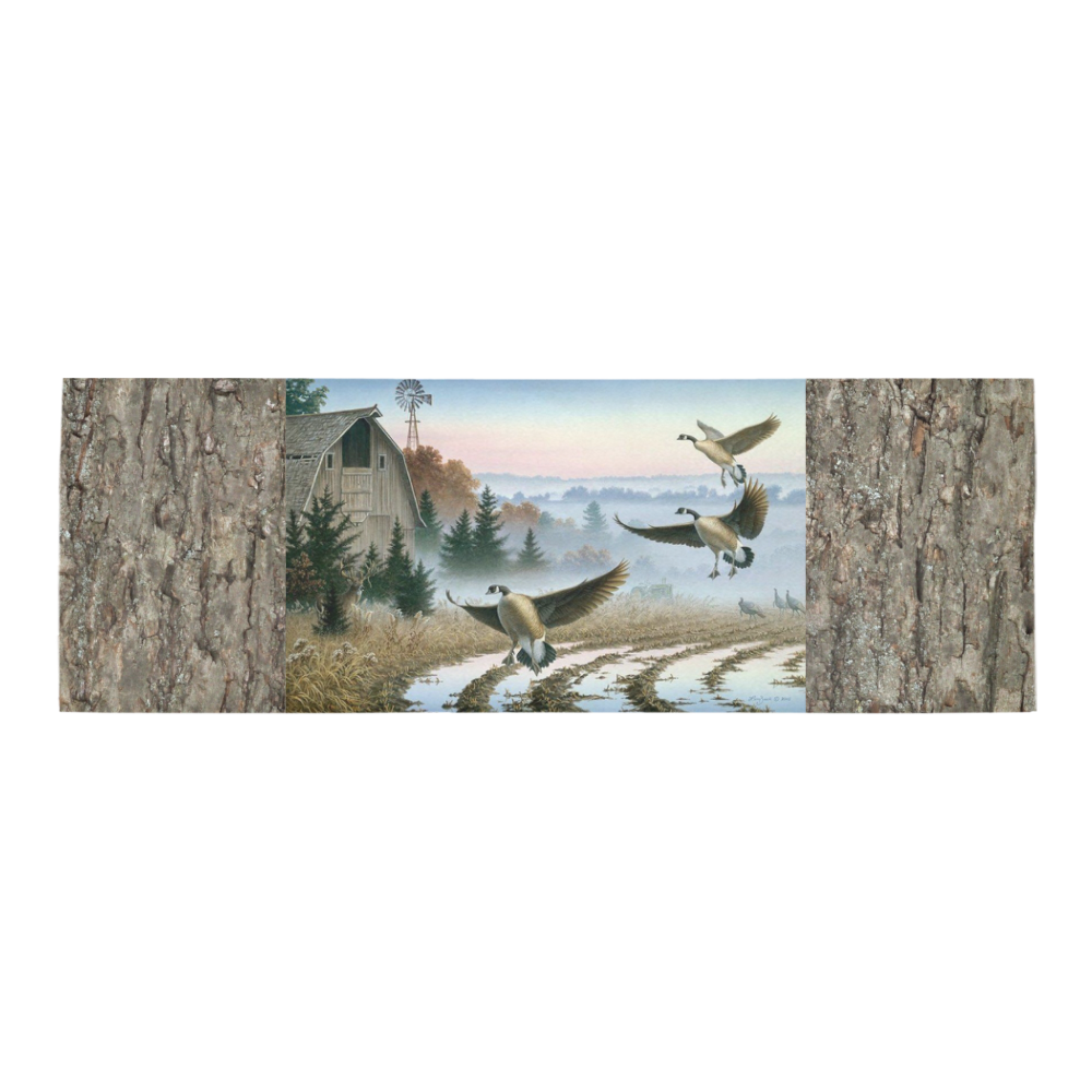 Geese In A Farm Field Area Rug 9'6''x3'3''