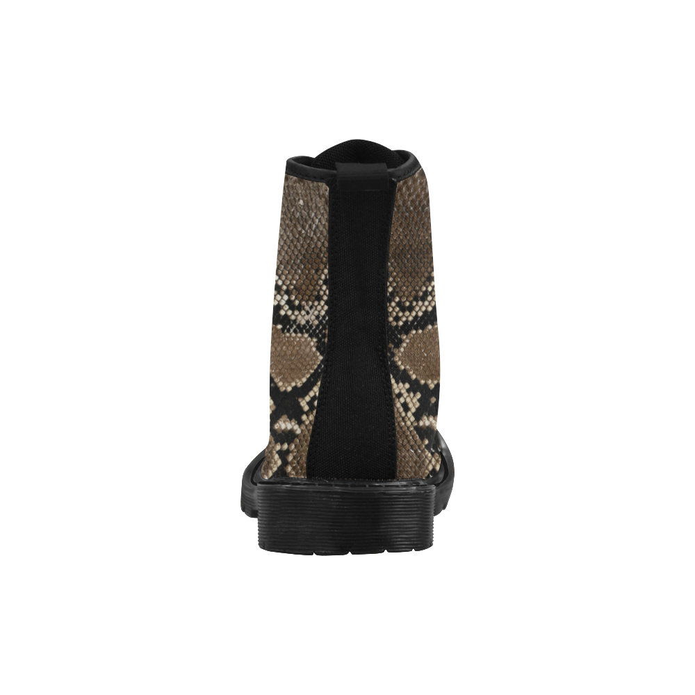 Snakeskin Pattern Dark Brown Martin Boots for Women (Black) (Model 1203H)