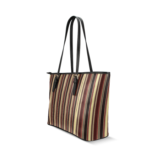 Dark textured stripes Leather Tote Bag/Small (Model 1640)