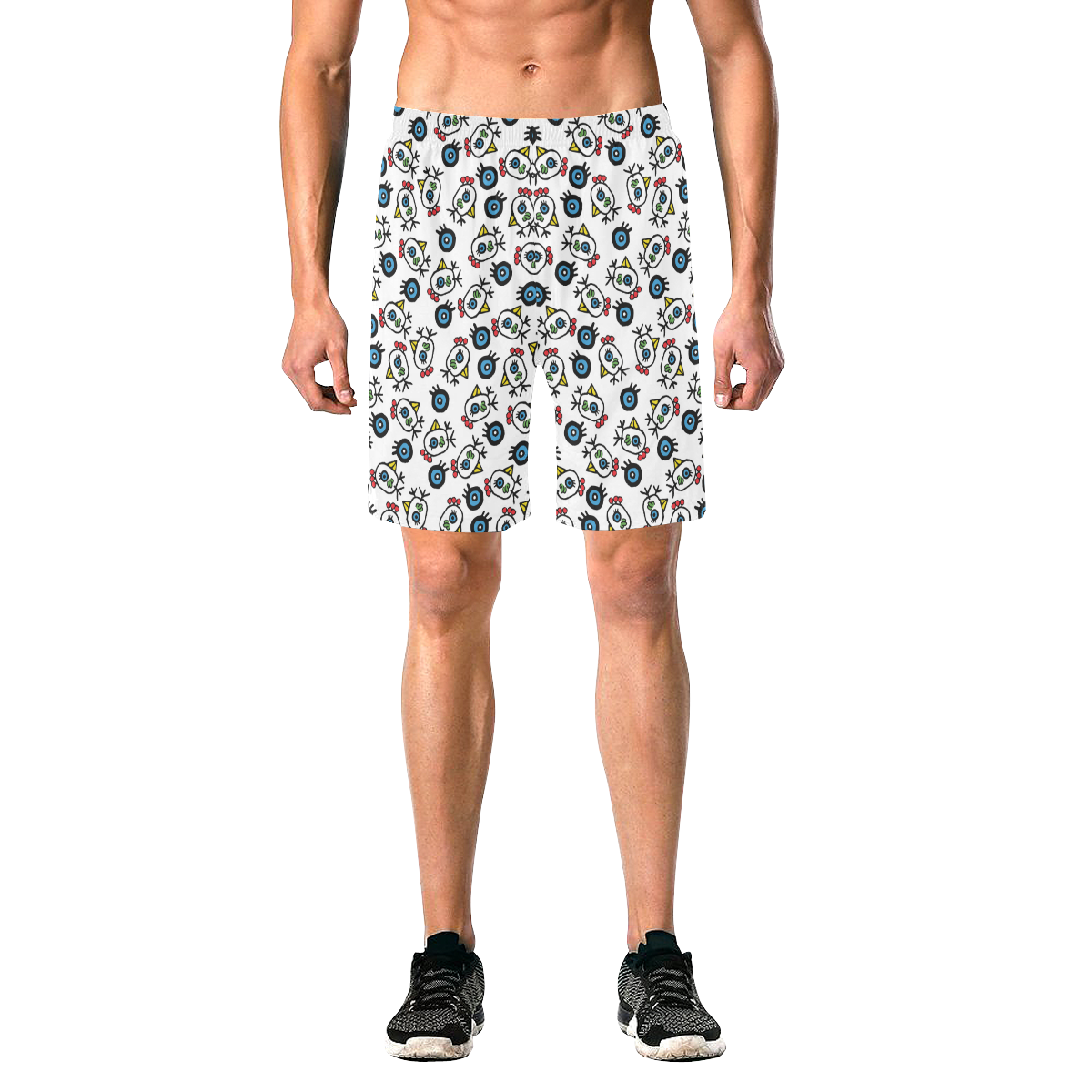 Back Men's All Over Print Elastic Beach Shorts (Model L20)