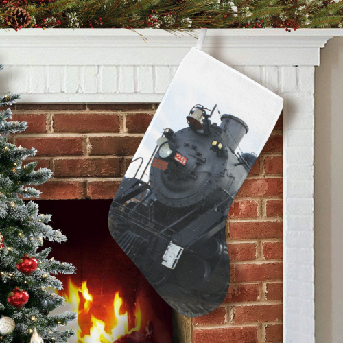 Railroad Vintage Steam Engine on Train Tracks Christmas Stocking (Without Folded Top)