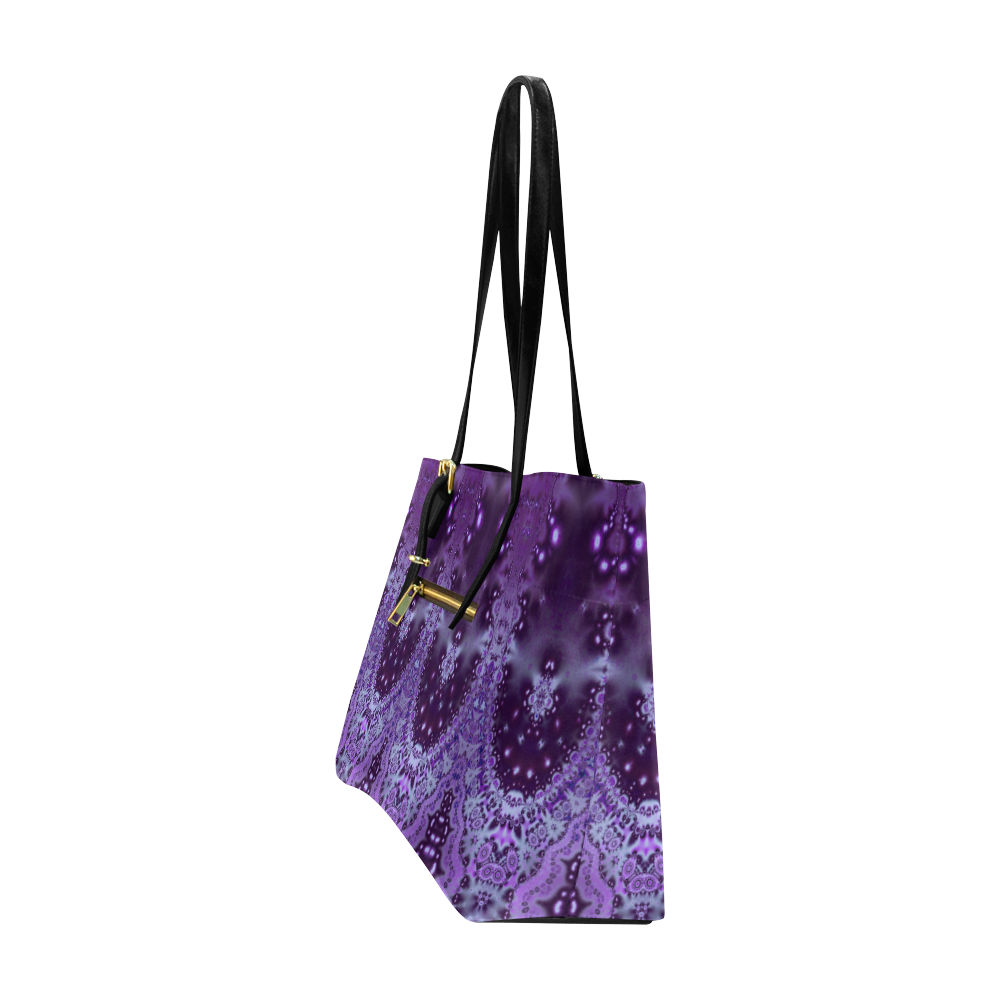 Delicate Lavender Lace Euramerican Tote Bag/Large (Model 1656)