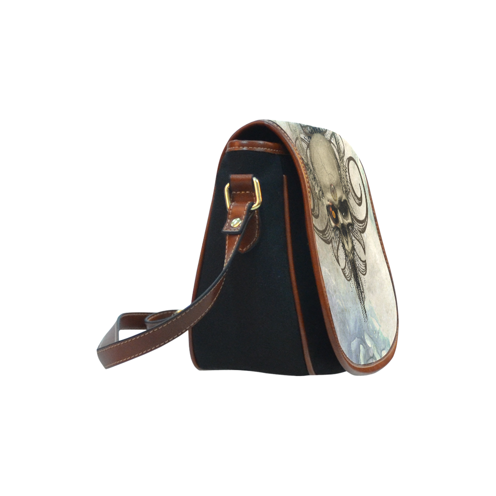 Creepy skull, vintage background Saddle Bag/Small (Model 1649)(Flap Customization)