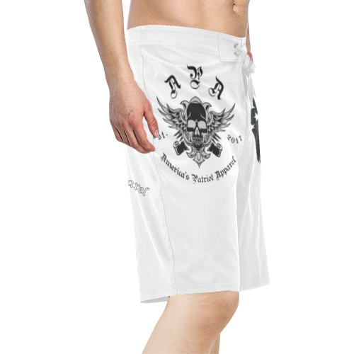 Black Flag (White) Men's All Over Print Board Shorts (Model L16)