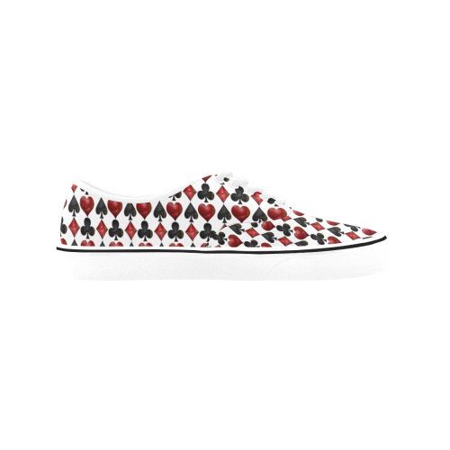 Las Vegas Black and Red Casino Poker Card Shapes Classic Men's Canvas Low Top Shoes/Large (Model E001-4)