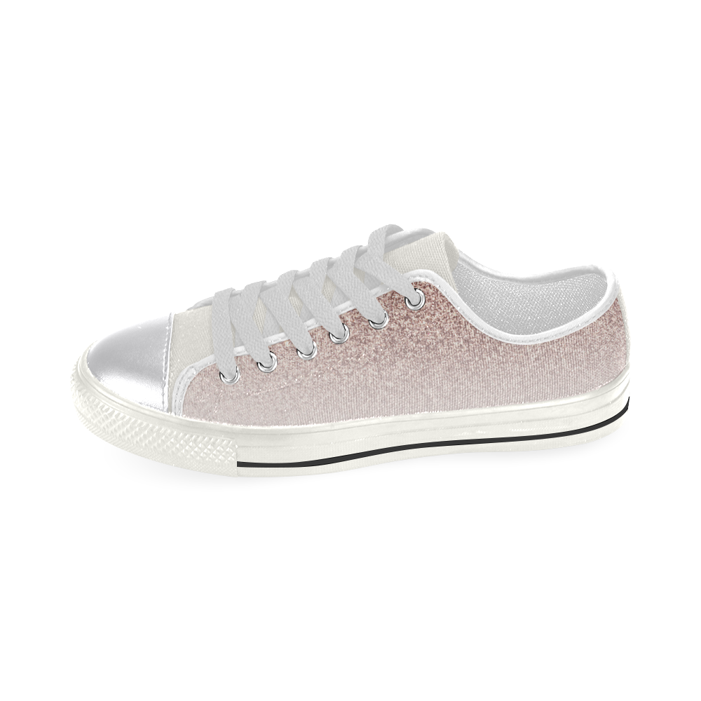 Rose Gold Glitter Pink White Ombre Canvas Women's Shoes/Large Size (Model 018)